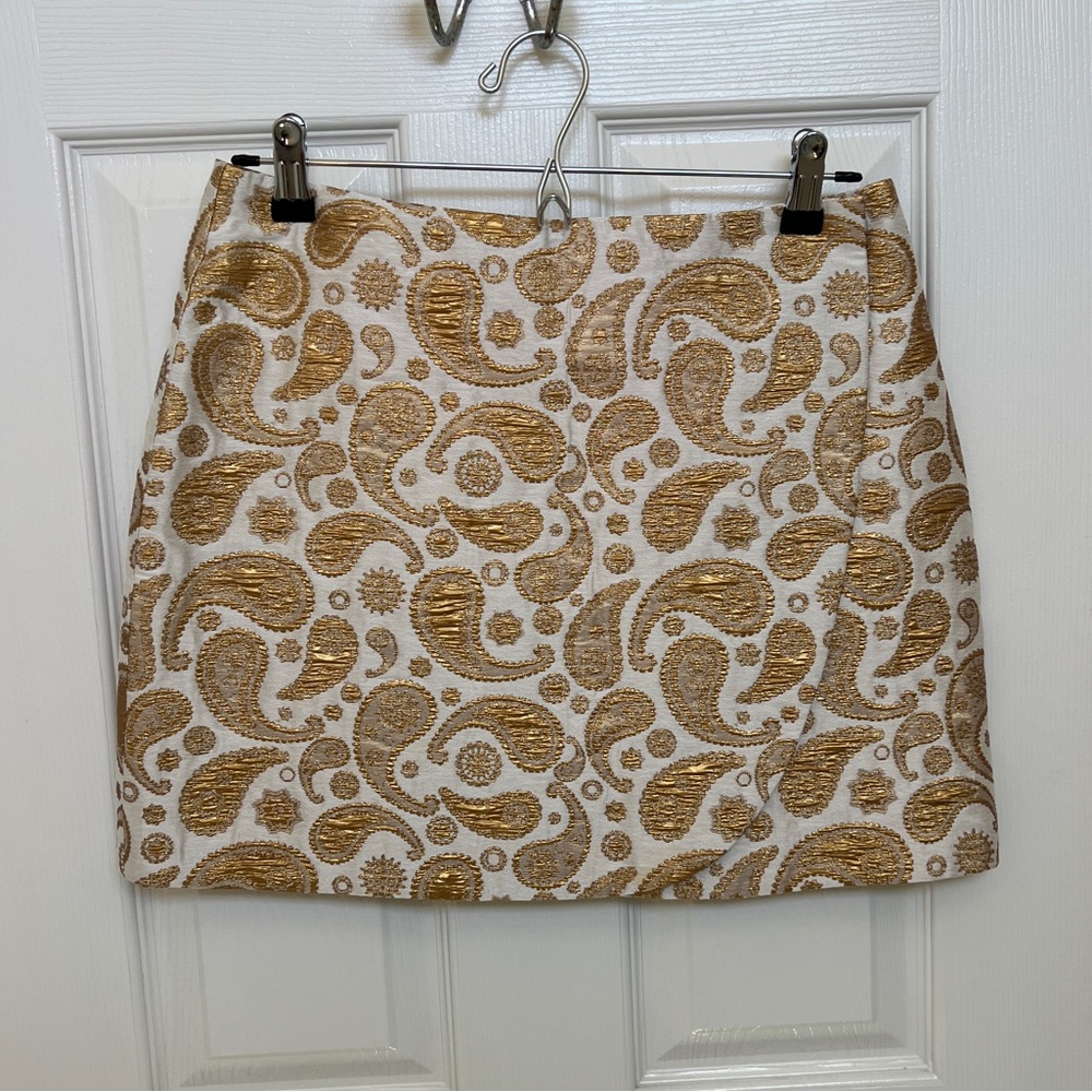 Stella McCartney Gold Paisley Wrap Mini Skirt